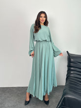 Overlok Detaylı Bluzlu ve Etekli İkili Takım 8045 - Su yeşili